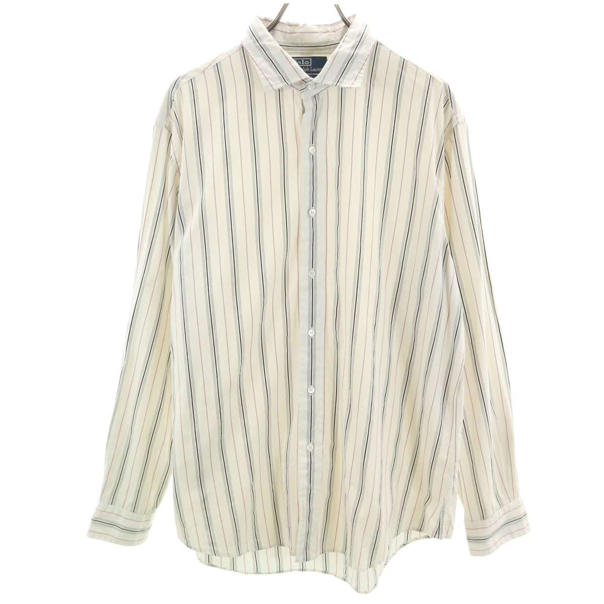 Polo by Ralph Lauren ポロバイラルフローレン ストライプ柄 長袖 コットンシャツ XL ホワイト