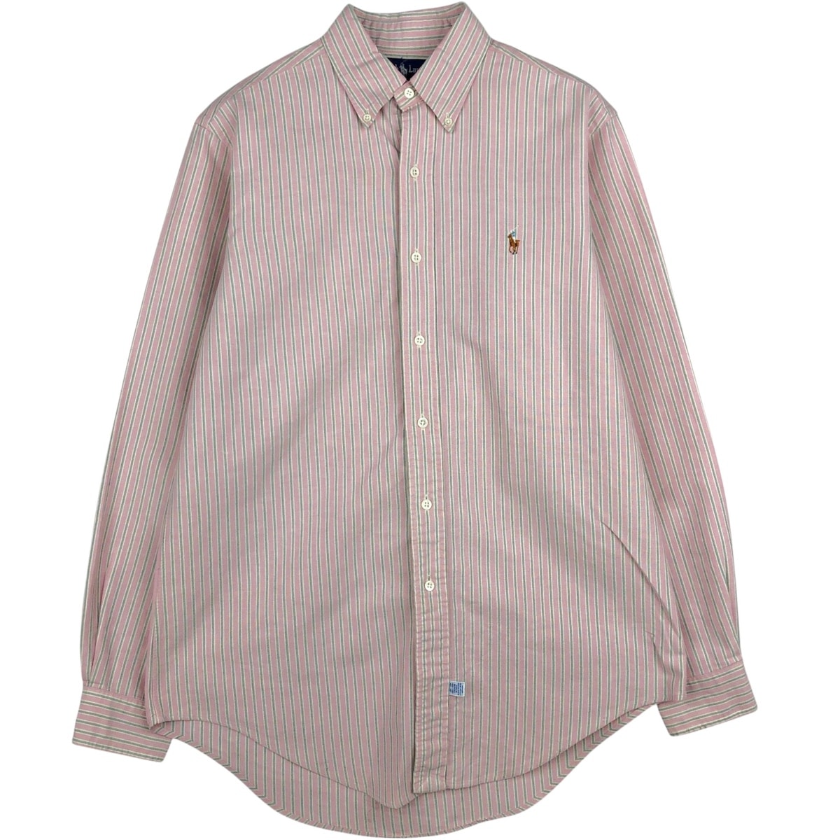 古着 ラルフローレン Ralph Lauren マルチストライプ 長袖 ボタンダウンストライプシャツ レディースXL相当/eaa631833