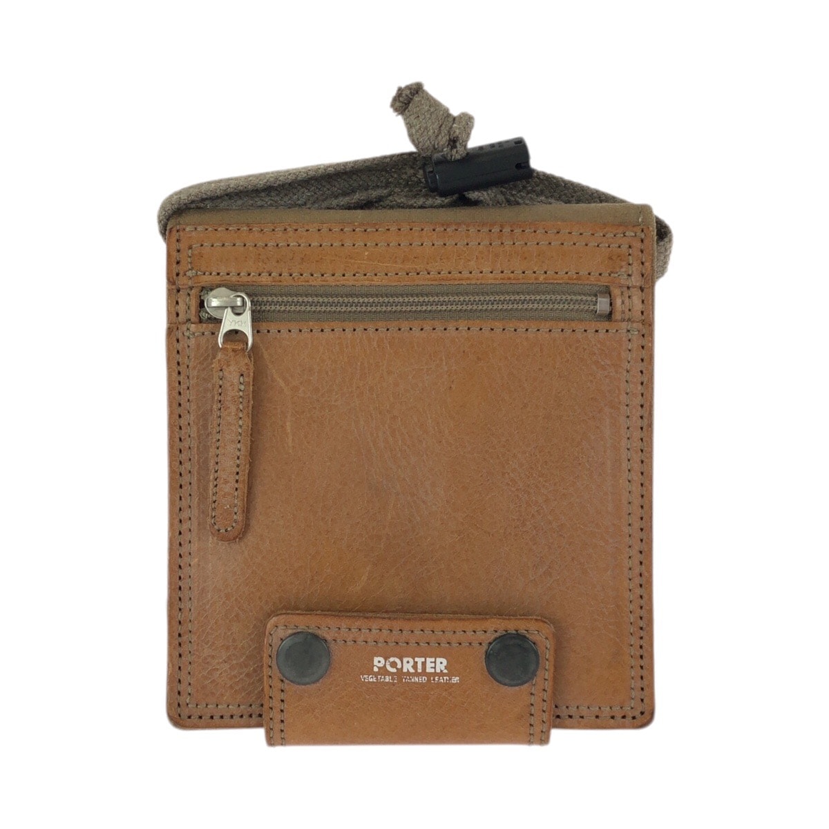 PORTER ポーター フィールド ブラウン カーキ シルバー金具 レザー キャンバス/ 折り財布 コンパクトウォレット 600542 【中古】