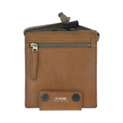 PORTER ポーター フィールド ブラウン カーキ シルバー金具 レザー キャンバス/ 折り財布 コンパクトウォレット 600542 【中古】