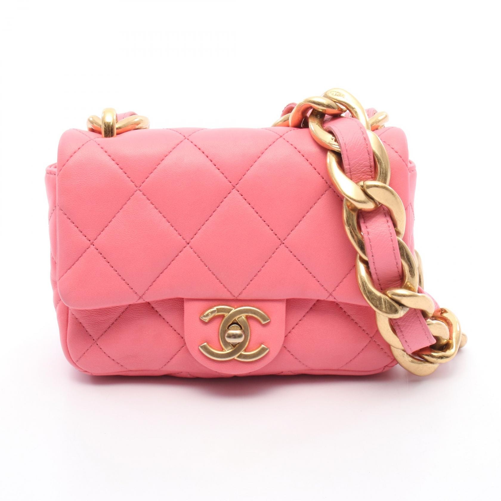 シャネル CHANEL マトラッセ ショルダーバッグ バッグ レザー レディース ピンク系 AS3213 【中古】