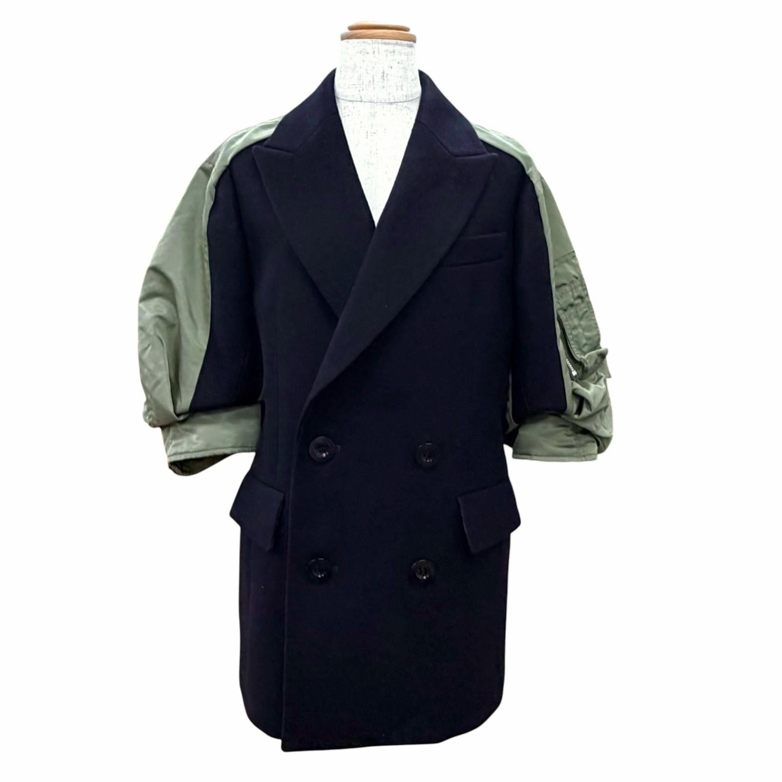 極美品 サカイ ジャケット Wool Melton Nylon Twill 1