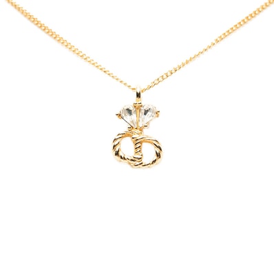 ディオール CDロゴ チェーン ペンダント ネックレス ゴールド メッキ ラインストーン レディース Dior 【中古】