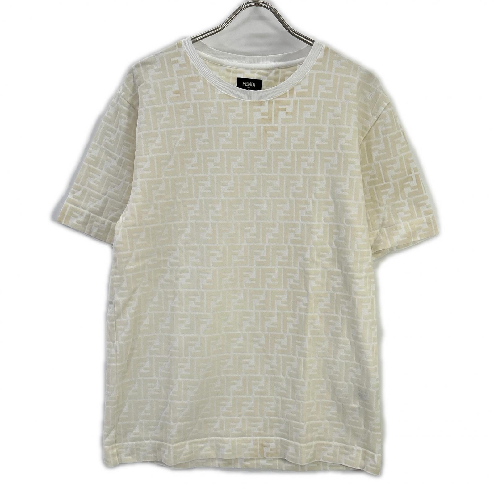 フェンディ FY0936 A7D5 ホワイト ズッカ総柄 Tシャツ S
