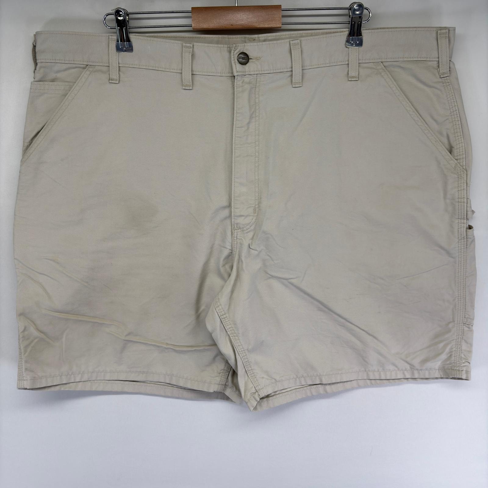 古着 カーハート Carhartt ダック パンツ ペインター ハーフ ショート ワンポイントロゴ ジッパーフライ w44 アイボリー メンズ