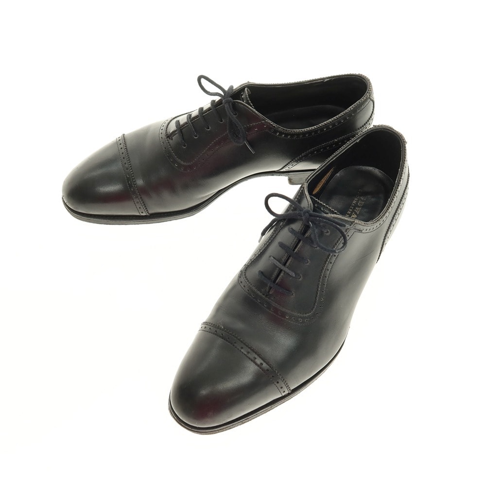 【中古】エドワードグリーン EDWARD GREEN LICHFIELD カーフ レザー パンチドキャップ ドレスシューズ ブラック【サイズ7E】【メンズ】