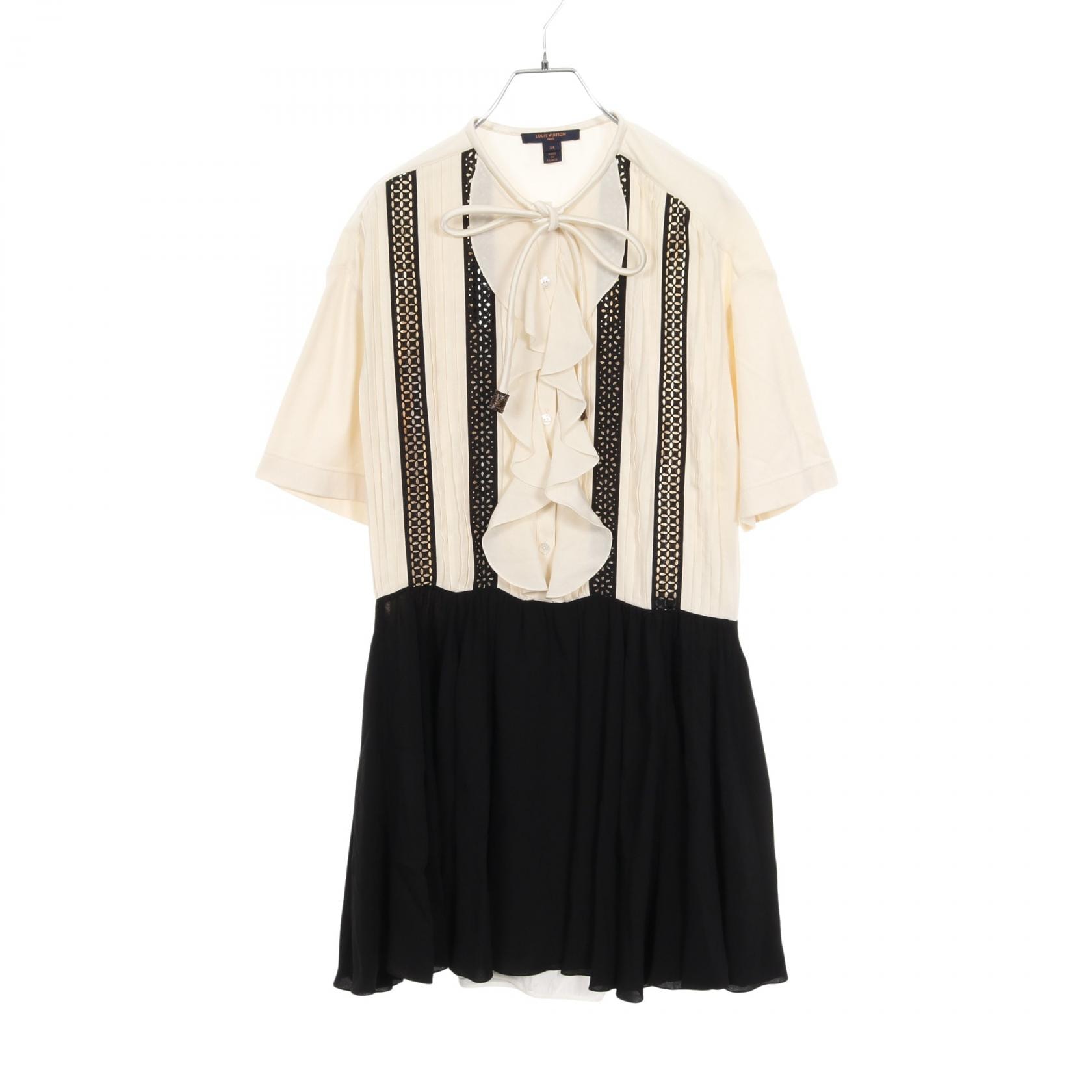 ルイ・ヴィトン LOUIS VUITTON ワンピース 衣料品 トップス シルク コットン ビスコース / ポリエステル レディース アイボリー系 / ブラック系 RW212W DS3 FLDB12 【中古】
