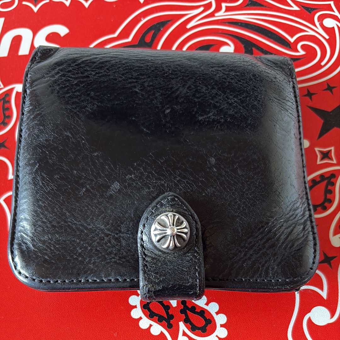 Chrome Hearts Square Button Bill Dagger Zip Wallet "Black"
