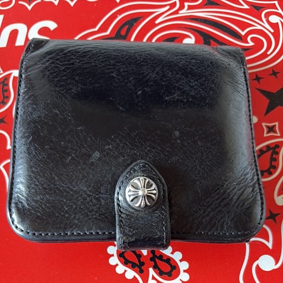 Chrome Hearts Square Button Bill Dagger Zip Wallet "Black"