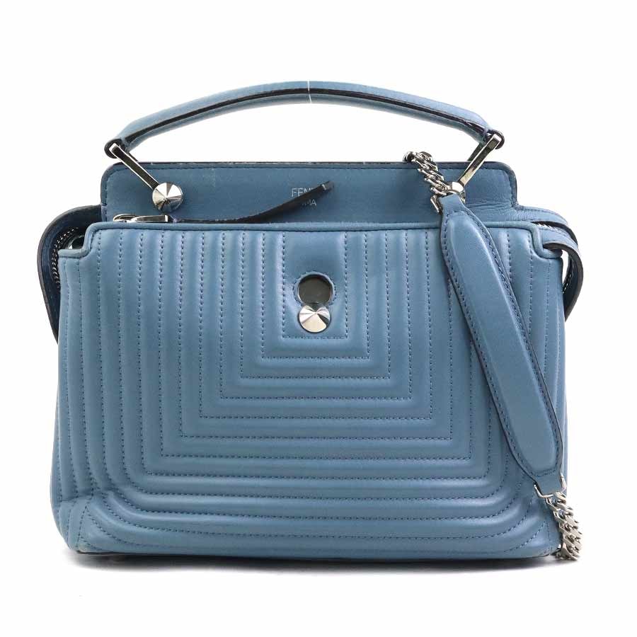 フェンディ FENDI ショルダーバッグ ドットコム レザー ブルー レディース 8BN299-18F【中古】 56333a