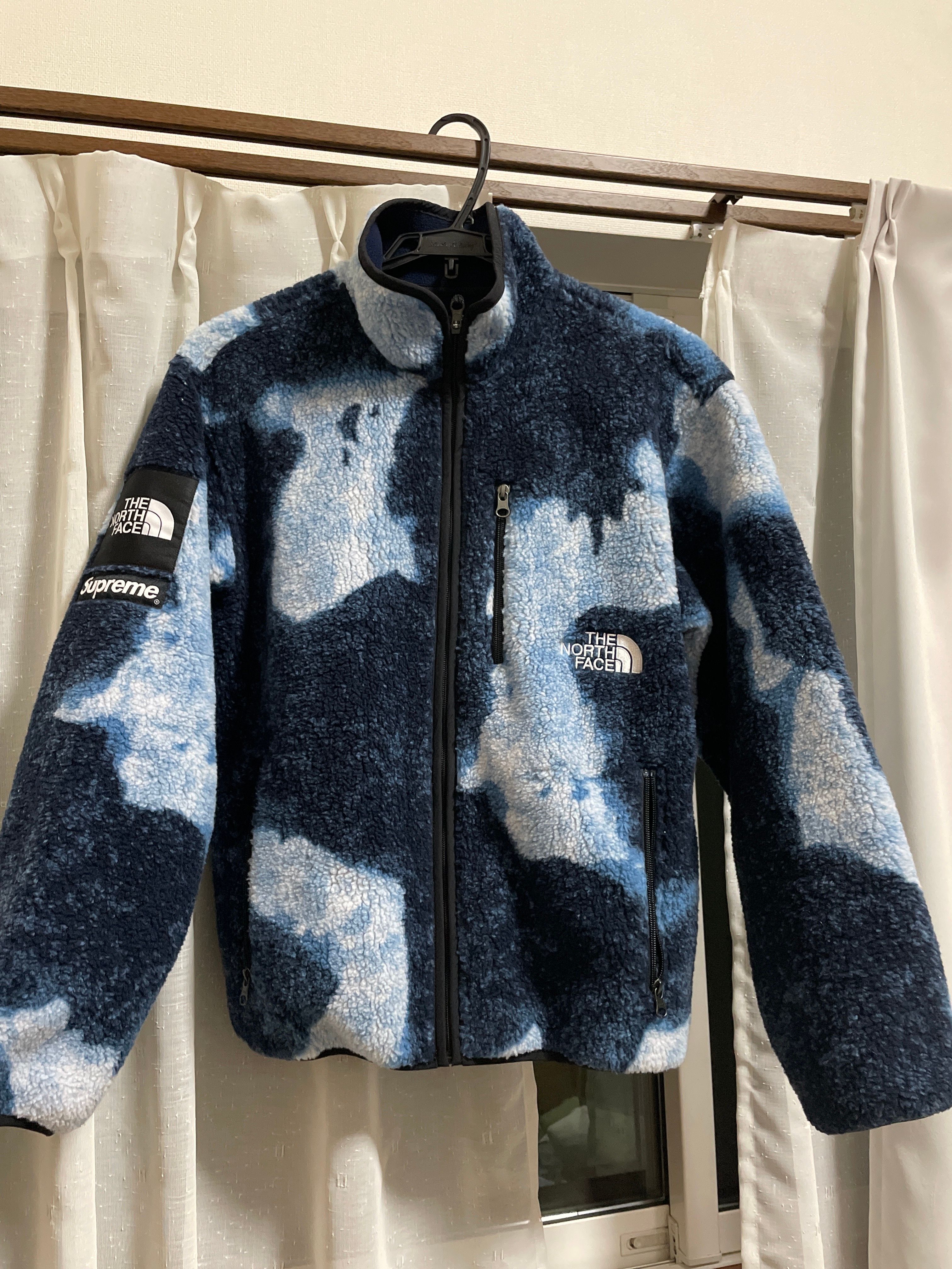 Supreme x The North Face Bleached Denim Print Fleece Jacket "Indigo"