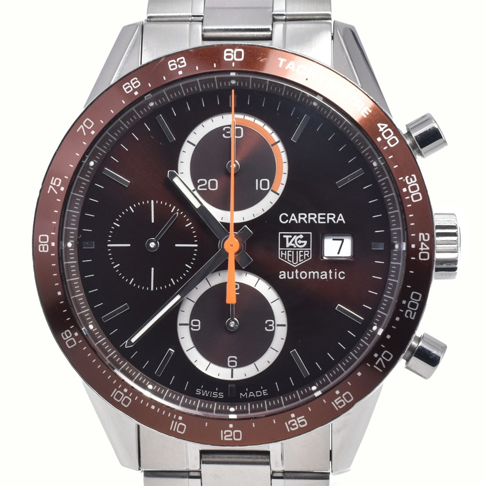 タグホイヤー TAG HEUER CV2013-3 カレラ クロノグラフ デイト ブラウン 自動巻き メンズ 良品 箱付き 腕時計 M#148285