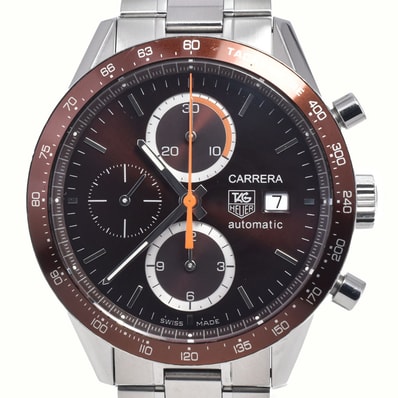 タグホイヤー TAG HEUER CV2013-3 カレラ クロノグラフ デイト ブラウン 自動巻き メンズ 良品 箱付き 腕時計 M#148285