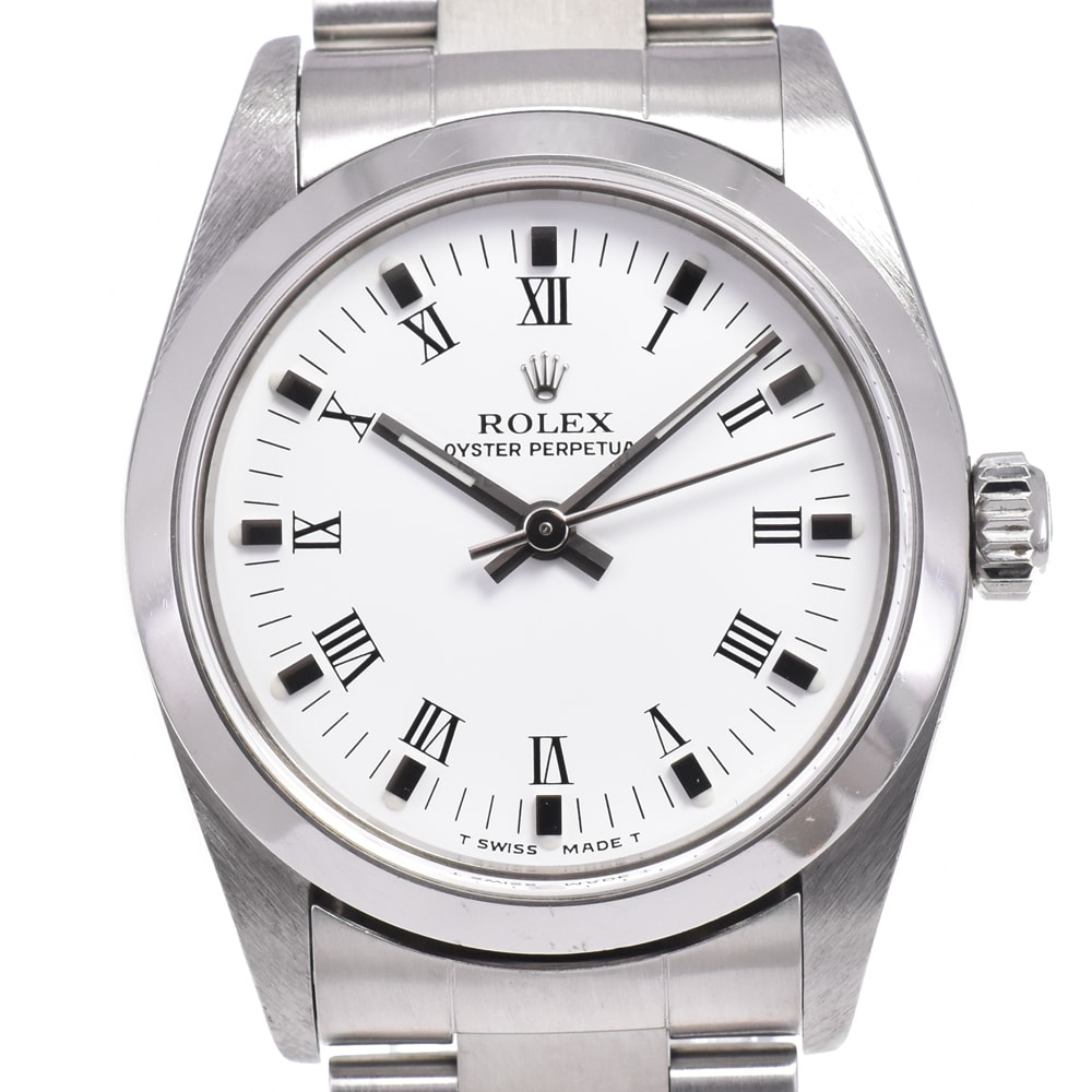 値下 ロレックス ROLEX 77080 オイスターパーペチュアル Cal.2230 ホワイト 自動巻き ユニセックス 良品 箱付き 腕時計 E#147404