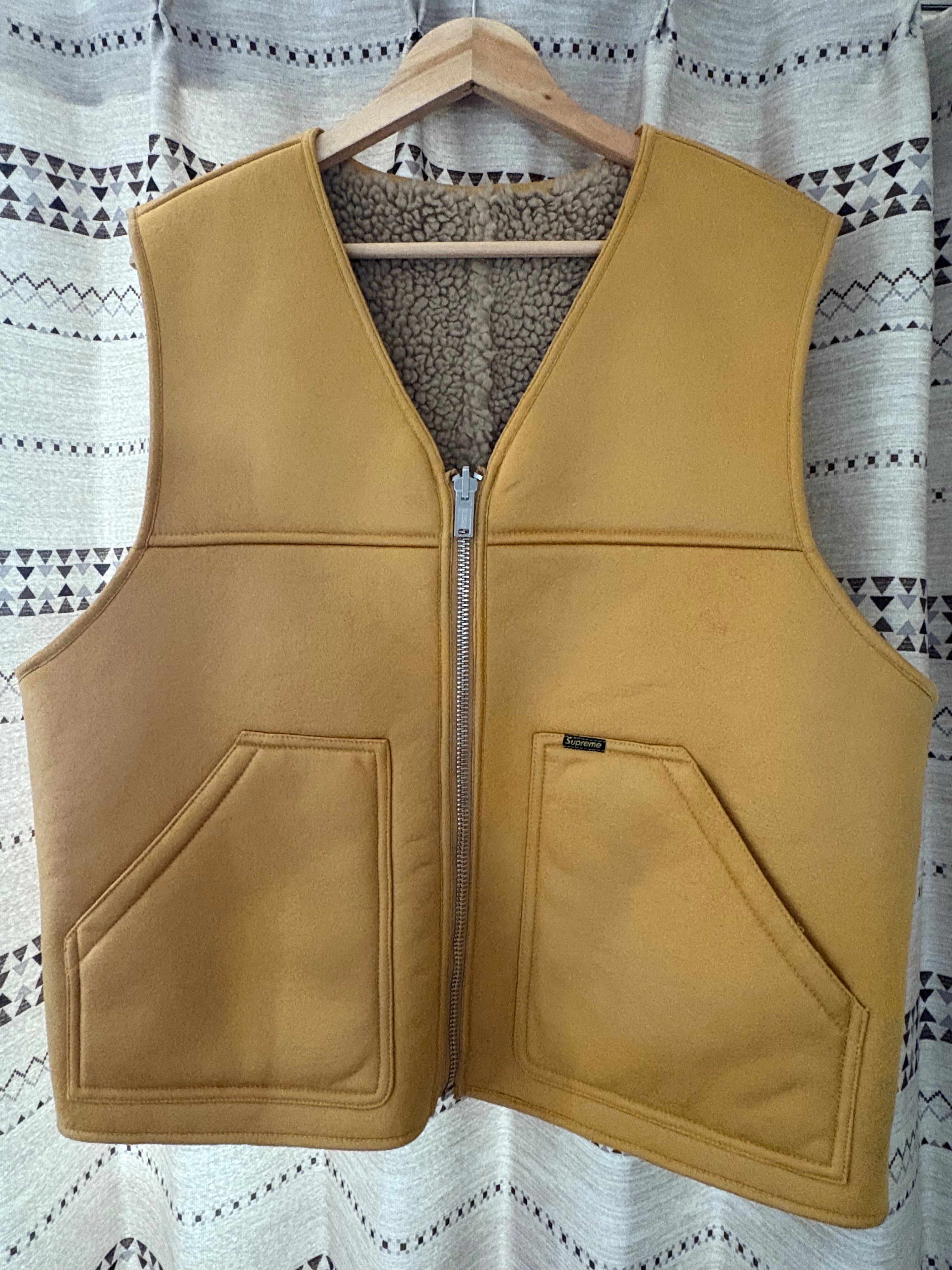 Supreme Reversible Faux Shearling Work Vest "Yellow"