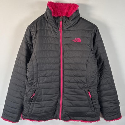 古着 ザ・ノースフェイス THE NORTH FACE リバーシブルジャケット ナイロンジャケット フリースジャケット ワンポイントロゴ XL ダークグレー系 キッズ