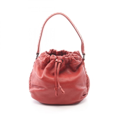 ボッテガヴェネタ BOTTEGA VENETA イントレチャート 巾着 ハンドバッグ バッグ レザー レディース レッド系 【中古】