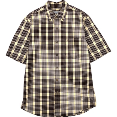 古着 カーハート Carhartt RELAXED FIT チェック柄 ボタンダウン 半袖 ワークシャツ メンズM相当/eaa655315