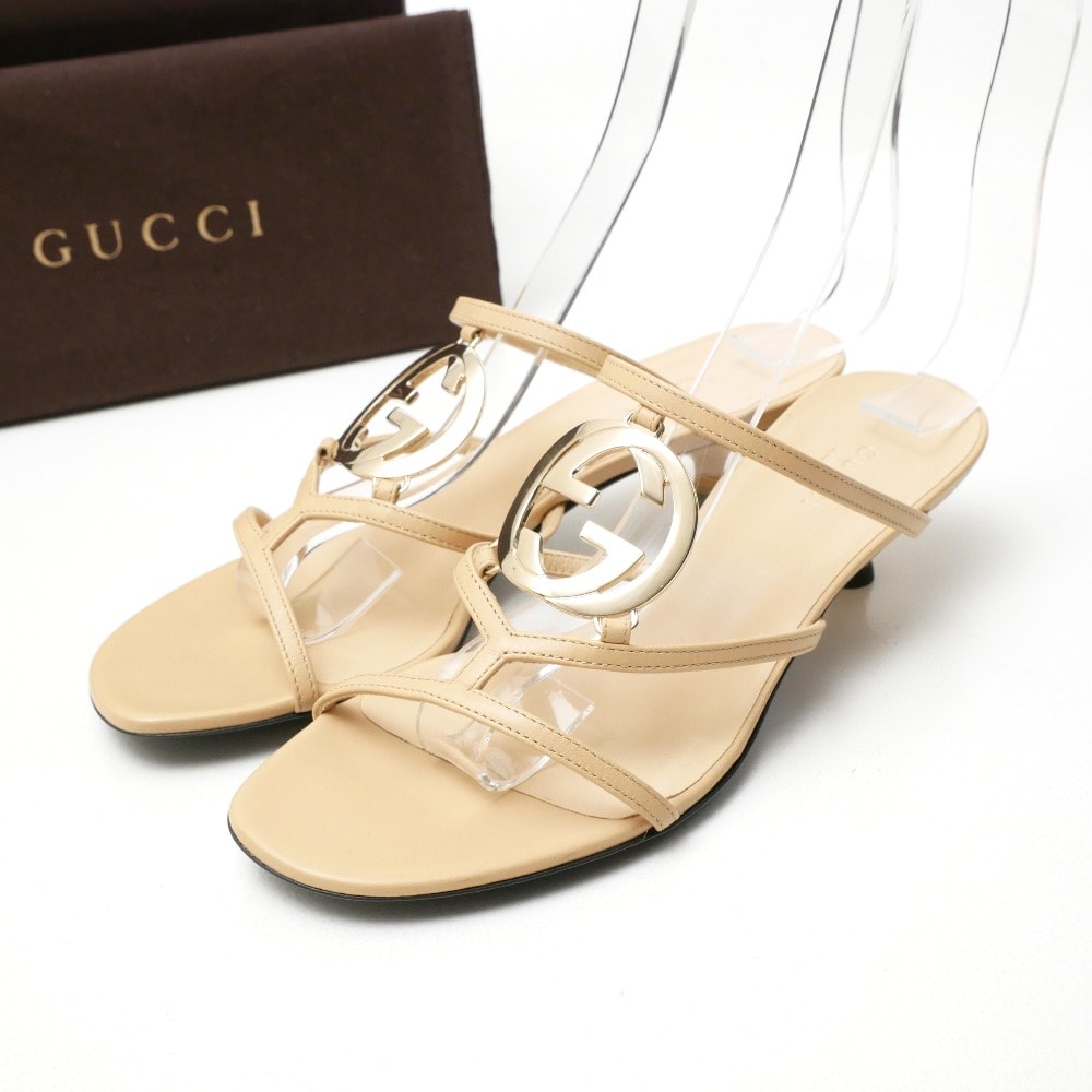 A (未使用に近い)】□美品□GUCCI グッチ サンダル GGロゴ インタ
