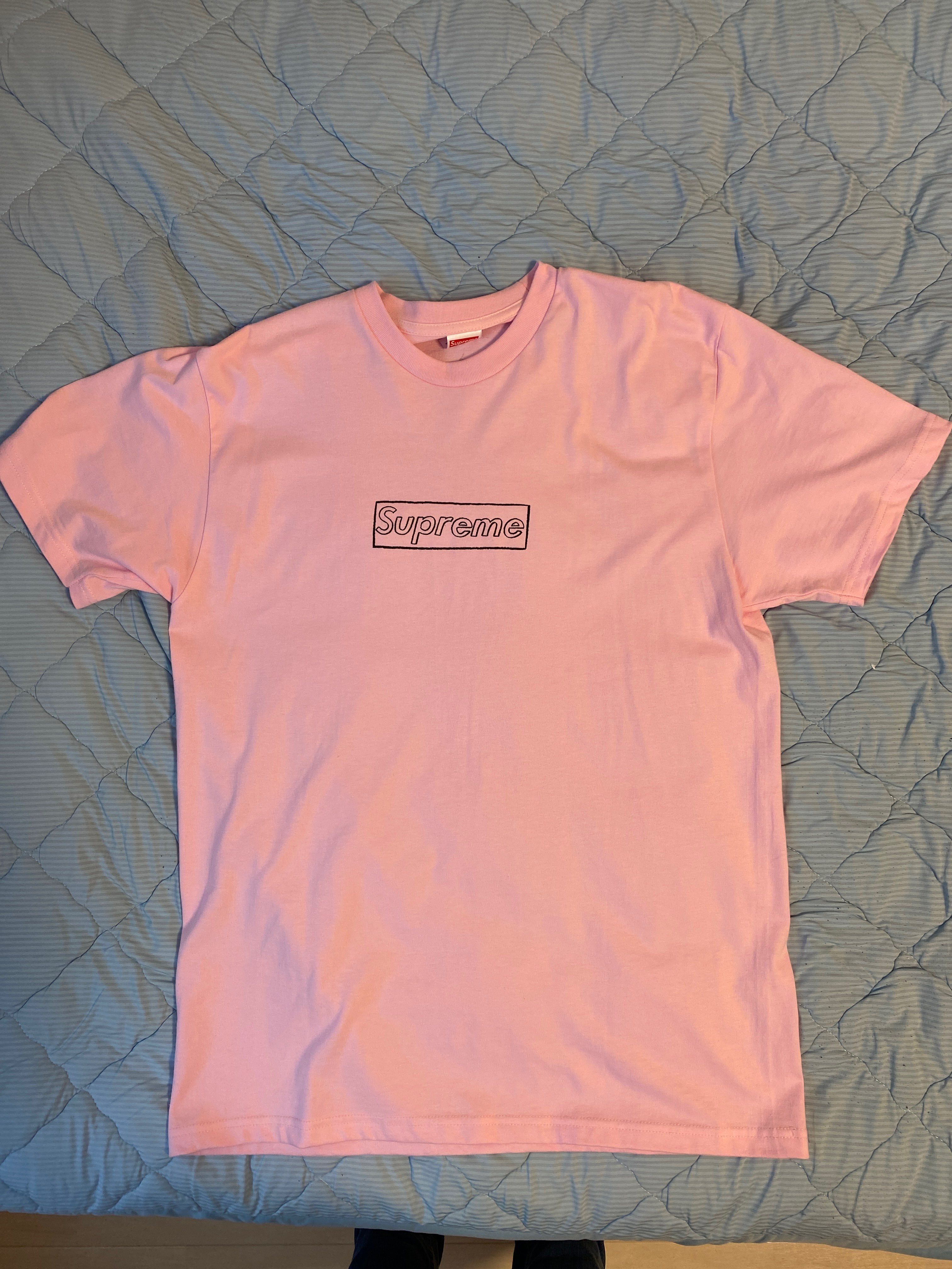 Supreme KAWS Chalk Logo Tee "Pink"