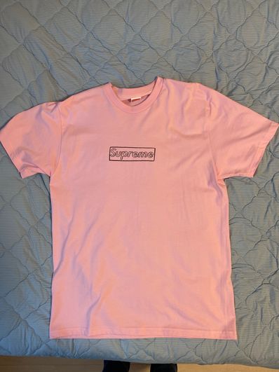 Supreme KAWS Chalk Logo Tee "Pink"
