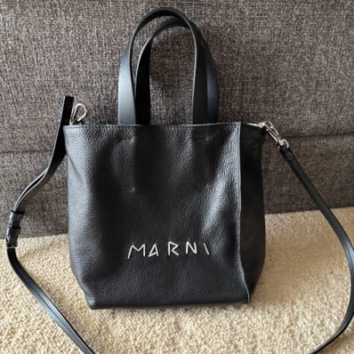 MARNI Museo Soft Mini Bag in Leather with Marni Mending "Black"