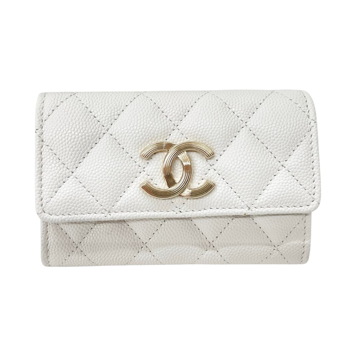 CHANEL シャネル 財布 コインケース ココマーク スモールフラップ キャビアスキン ホワイト