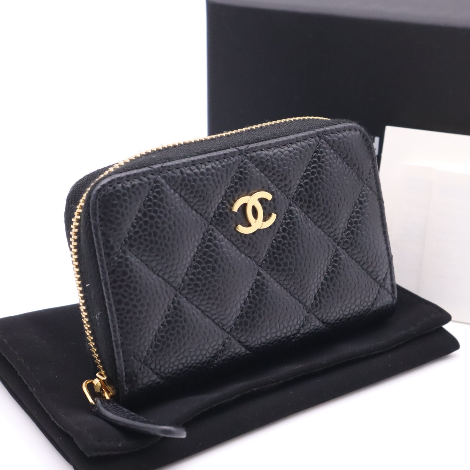 極美品 CHANEL シャネル マトラッセ コインケース AP0216 コインケース ブラック キャビアスキン レディース