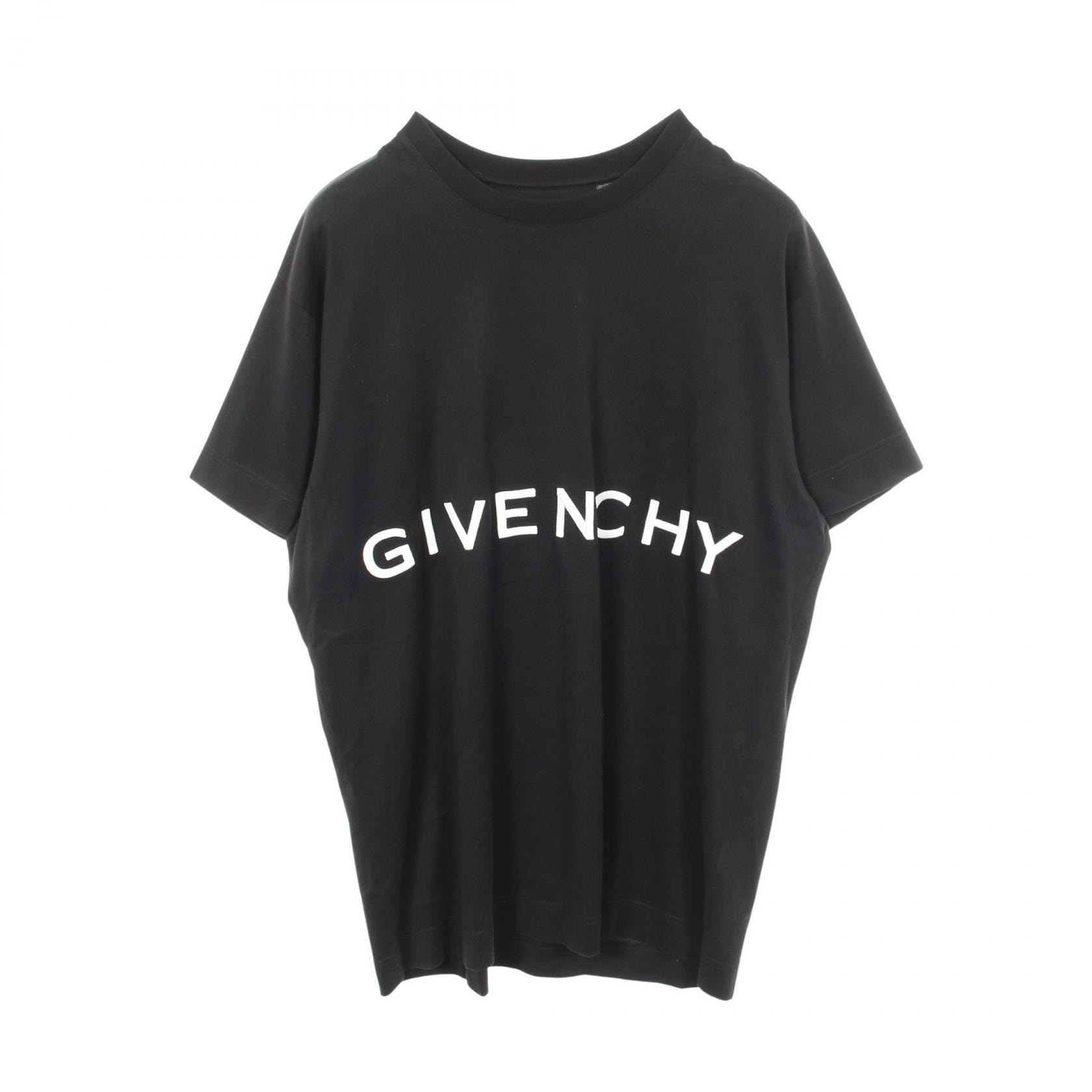 ジバンシィ GIVENCHY ロゴ刺繍 クルーネック 半袖Tシャツ 衣料品 トップス コットン メンズ ブラック系 【中古】