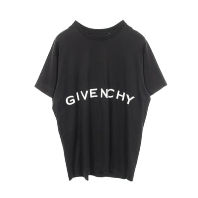 ジバンシィ GIVENCHY ロゴ刺繍 クルーネック 半袖Tシャツ 衣料品 トップス コットン メンズ ブラック系 【中古】