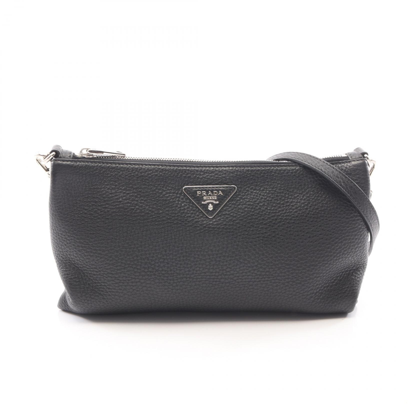 プラダ PRADA トライ ショルダーバッグ バッグ レザー レディース ブラック系 【中古】