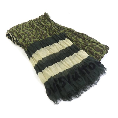 ルイ ヴィトン LOUIS VUITTON ショール ストール カシミヤ/シルク カーキ/ブラック レディース M75034【中古】 e61769i