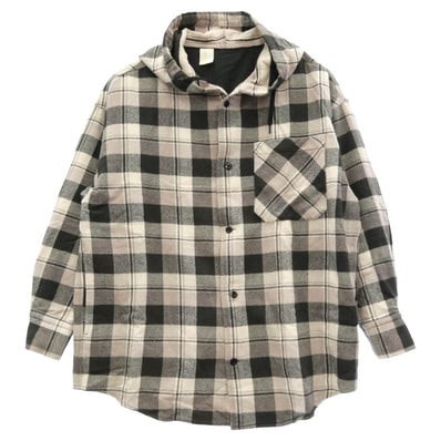 N.HOOLYWOOD エヌハリウッド パーカー 21AW 1212-SH51-042 HOODED SHIRT フード付きネルチェックシャツ パーカー ベージュ系 ブラック系 38【中古】