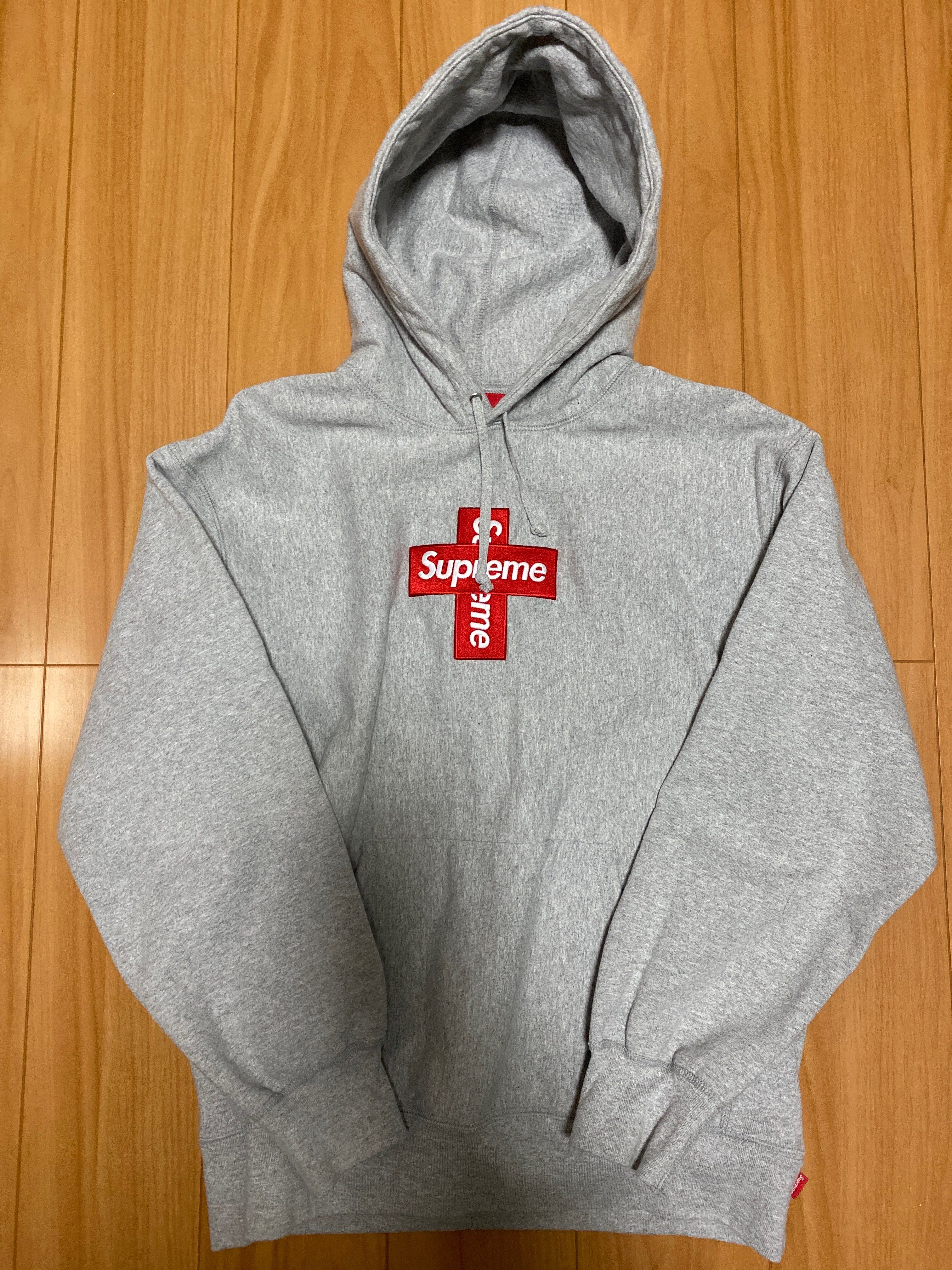 Supreme Cross Box Logo Hooded Sweatshirt "Grey"