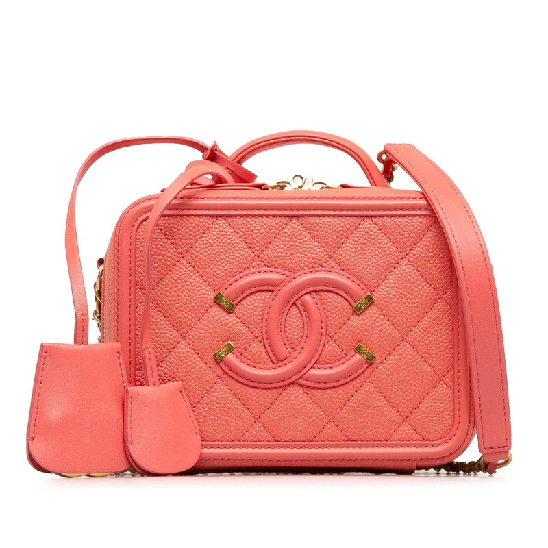 シャネル マトラッセ ココマーク CCフィグリー ハンドバッグ ショルダーバッグ 2WAY ピンク キャビアスキン レディース CHANEL 【中古】