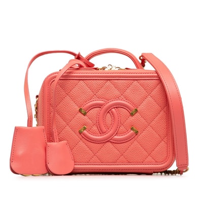 シャネル マトラッセ ココマーク CCフィグリー ハンドバッグ ショルダーバッグ 2WAY ピンク キャビアスキン レディース CHANEL 【中古】