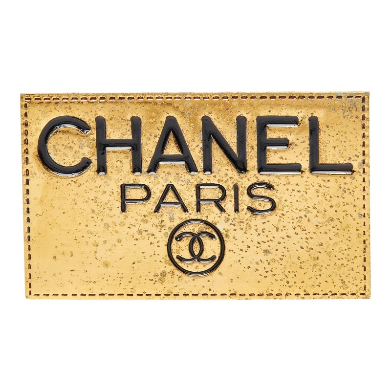 シャネル ロゴプレート ブローチ ゴールド メッキ レディース CHANEL 【中古】