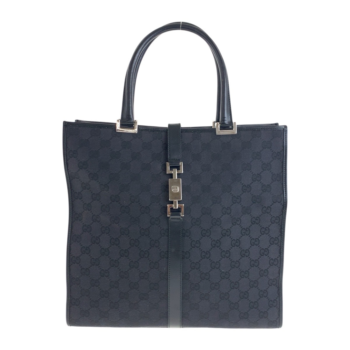 美品 GUCCI グッチ ブラック 黒 シルバー金具 レザー GGキャンバス/ トートバッグ ショルダーバッグ 504937 【中古】