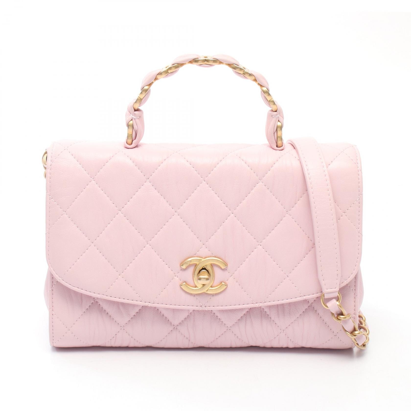 シャネル CHANEL マトラッセ トップハンドル ショルダーバッグ バッグ レザー レディース ピンク系 AS2478 【中古】