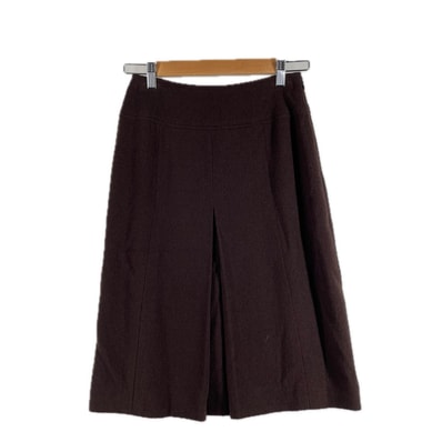 極美品 CHANEL シャネル プレーン 秋冬 AW スカート ウール ブラウン レディース 38 シルク100%【古着】【中古】