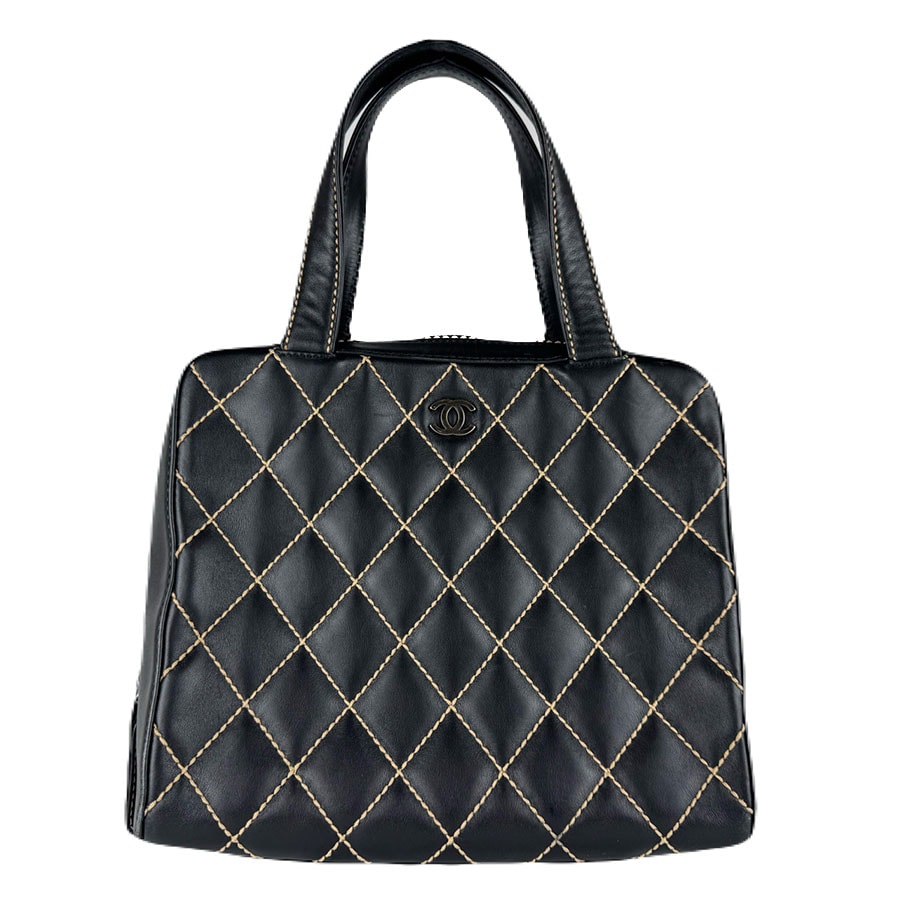 シャネル CHANEL ハンドバッグ ワイルドステッチ レザー ブラック レディース【中古】 z8979