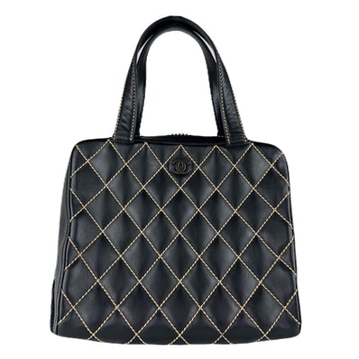 シャネル CHANEL ハンドバッグ ワイルドステッチ レザー ブラック レディース【中古】 z8979