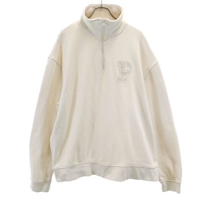 ZARA ザラ 長袖 ハーフジップ スウェット トレーナー XL アイボリー
