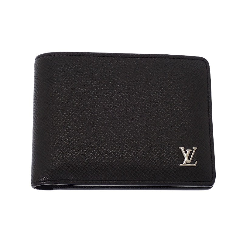 ルイヴィトン LOUIS VUITTON ポルトフォイユ・ミュルティプル M30295 二つ折り財布 タイガ ブラック シルバー金具 メンズ【中古】【ABランク】