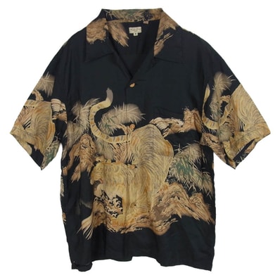 SUN SURF サンサーフ その他トップス 01SS SS30213 SP スペシャル SASA TORA 笹虎 アロハ ハワイアン 半袖 シャツ ブラック系 M【中古】