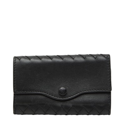 ボッテガヴェネタ イントレチャート キーケース ブラック レザー レディース BOTTEGAVENETA 中古