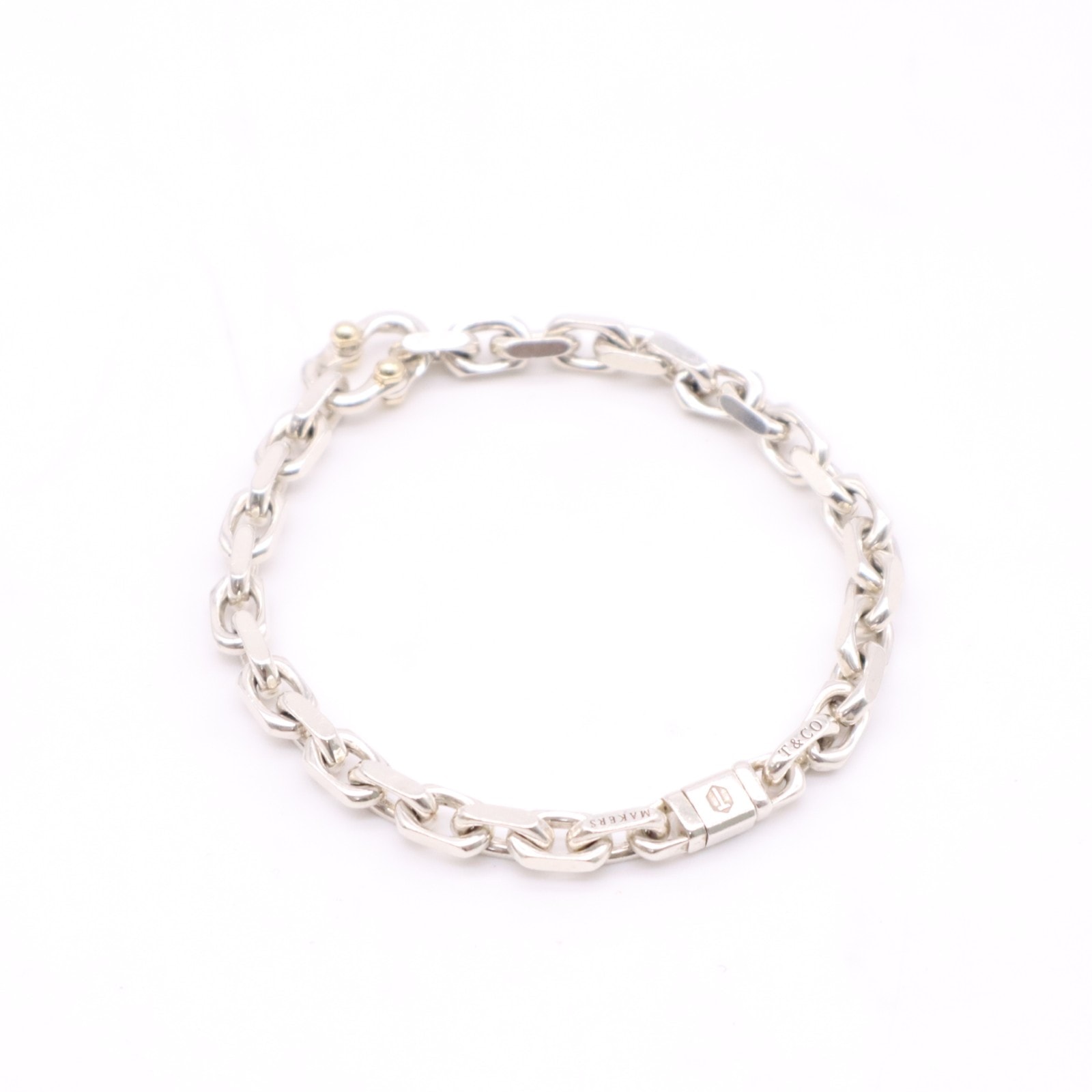 美品 TIFFANY&Co. ティファニー SV925 AU750 メイカーズ ナロー ブレスレット 66875644 ブレスレット シルバー ゴールド シルバー ゴールド レディース