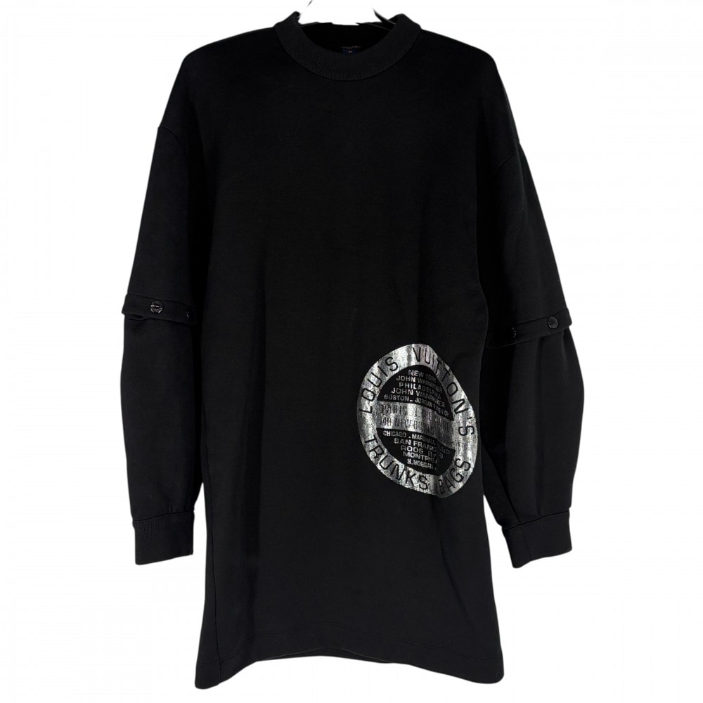 LOUIS VUITTON ルイヴィトン ワンピース 2WAY スウェットワンピース ロゴ 服 アパレル XS ブラック 黒 シルバー金具 コットン  ナイロン   レディース 春 秋 冬 美品【中古品】