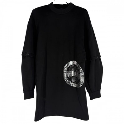 LOUIS VUITTON ルイヴィトン ワンピース 2WAY スウェットワンピース ロゴ 服 アパレル XS ブラック 黒 シルバー金具 コットン ナイロン レディース 春 秋 冬 美品【中古品】