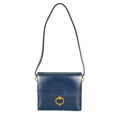 HERMES エルメス ショルダーバッグ セクアナ22 ワンショルダー ヴィンテージ 肩掛け ⚪︎N刻印 レザー ブルー 青 ゴールド金具 レディース 美品 1984年【中古品】